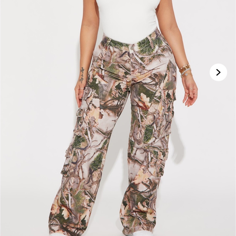 Fashion Nova Green and Brown Wide Leg Pants